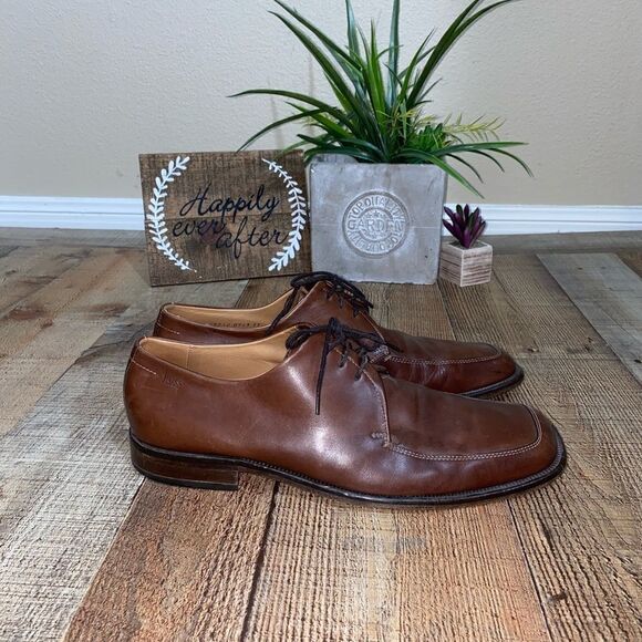 Boss Hugo Boss Mens Brown Square Toe Dress Shoes Sz 11 - Picture 5 of 13